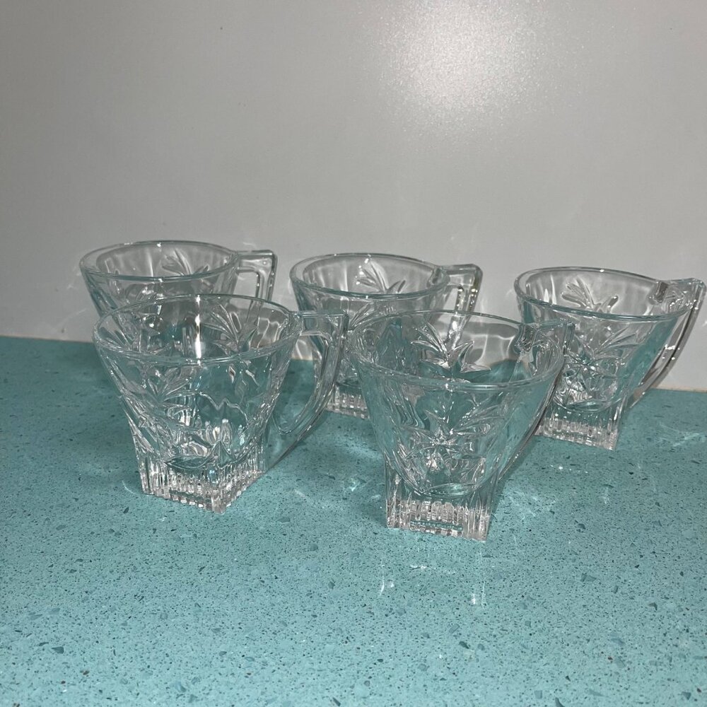 RCR Royal Crystal Rock Vintage Coffee Tea Cups Gemini Edelweiss Floral Set of 5